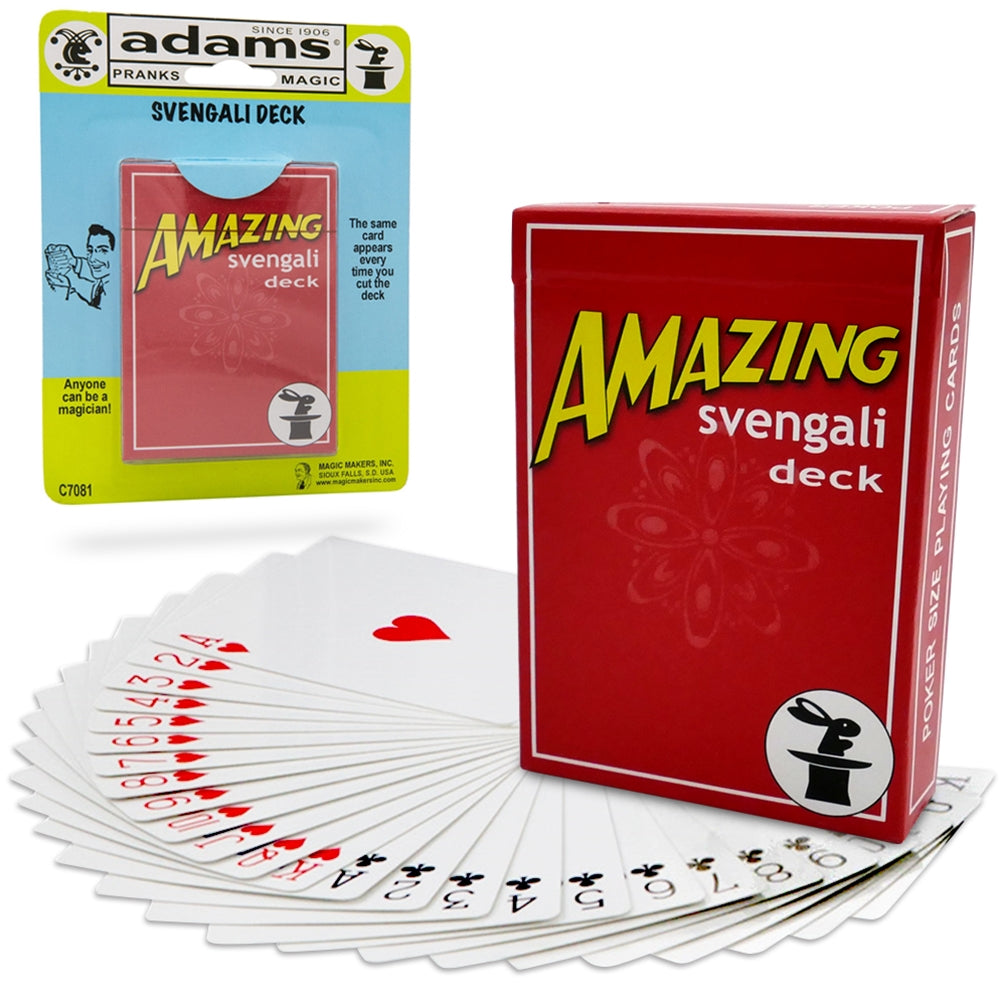 Classic Svengali Deck in red or blue, a magical card set that transforms and amazes with ease for any magician's trick.