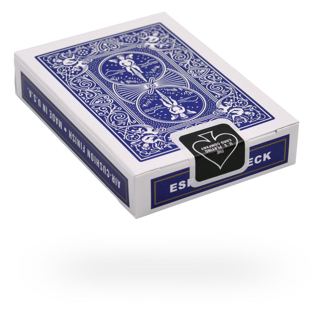 Vibrant blue-backed ESP Test Deck with Bicycle design, featuring a full set of mind-reading cards for magic tricks.