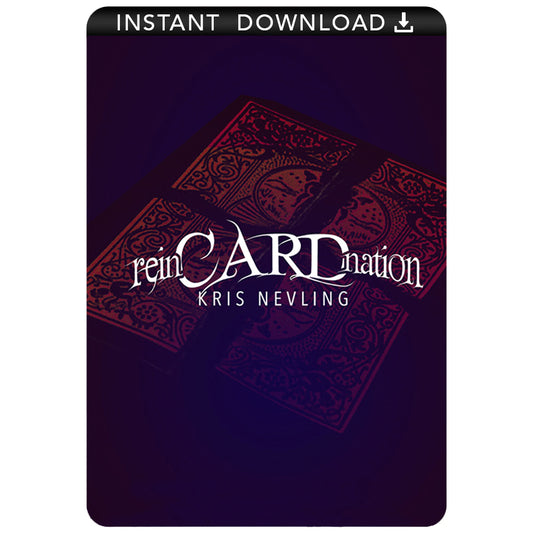 Close-up view of a signed playing card being magically restored piece by piece in the reinCARDnation magic trick download.