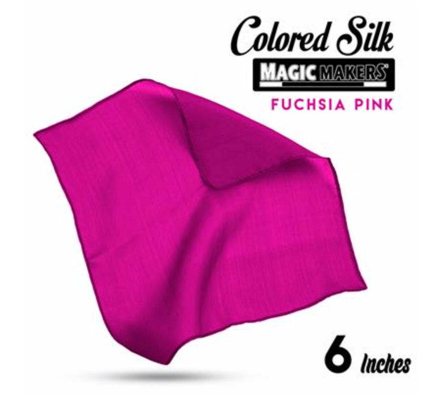 Vibrant fuchsia pink 6-inch silk fabric with a smooth, glossy finish, perfect for crafts and elegant designs.
