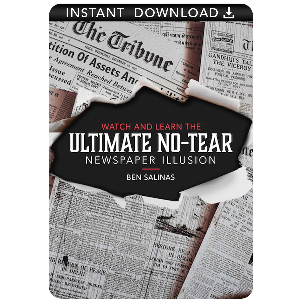 Explore the magic of the Torn & Restored Illusion with this instructional download, showcasing dramatic paper tears and restorations.