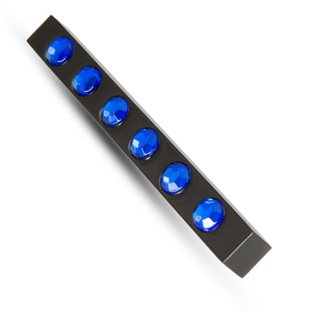 Sleek black metal HotRod with striking blue gem accents, showcasing a bold and magical design for captivating tricks.