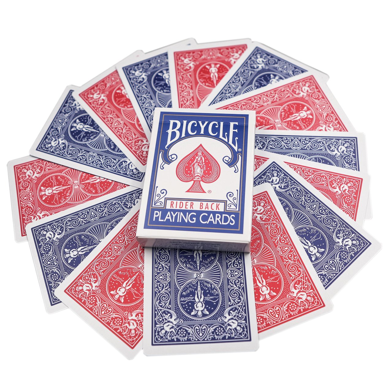 Vibrant Red/Blue Double Back Playing Cards from Bicycle, showcasing a bold dual-color design on a standard deck.