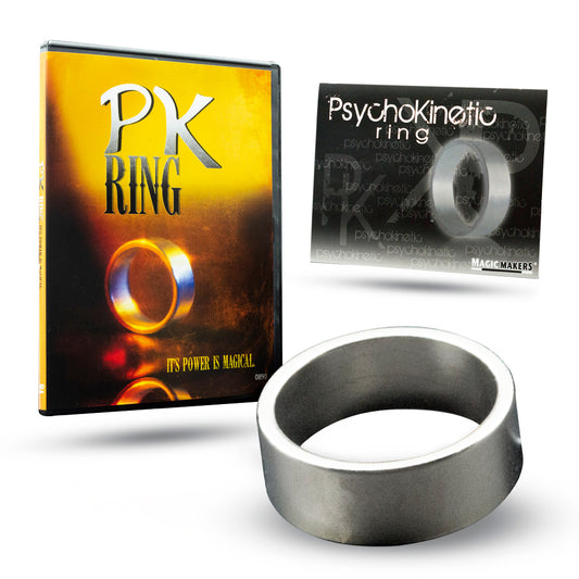 Sleek silver Ultimate PK Magic Ring in large size, showcasing its 25 cm inner diameter, perfect for mind-bending tricks.