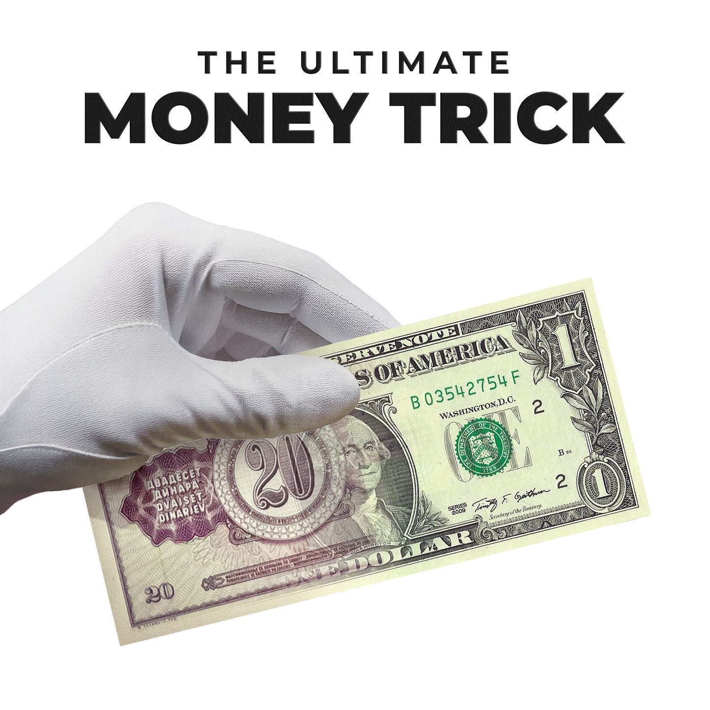 Witness the Ultimate Money Trick with a secret gimmick, magically transforming a bill into different currencies and back!