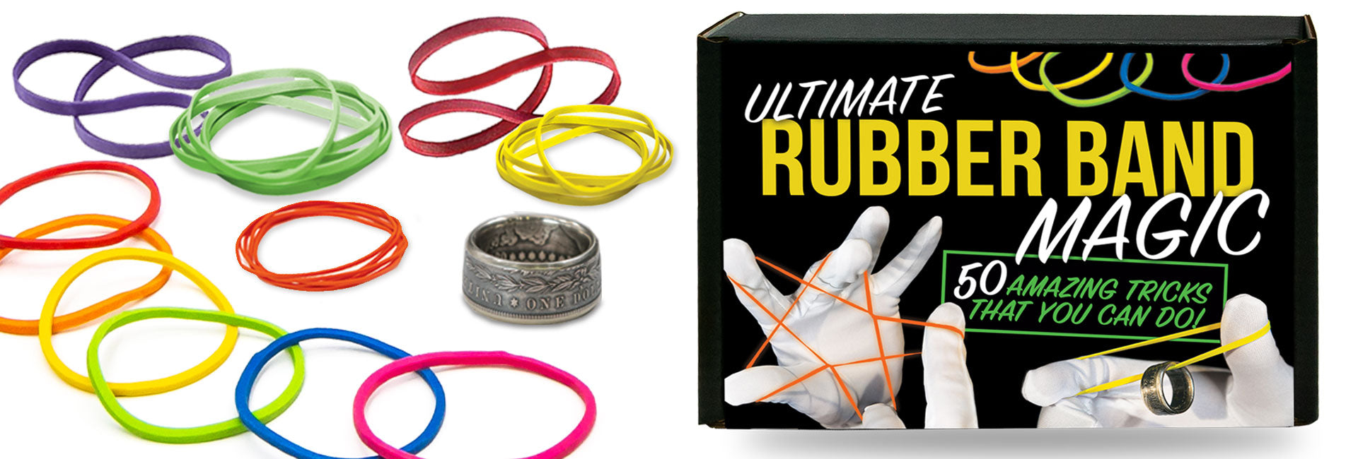 50 Astonishing Magic Tricks with Rubber Bands Kit