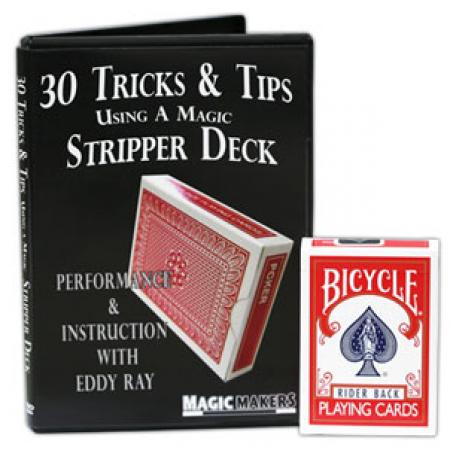 Red Bicycle Stripper Deck Factory Sealed with 30 Tricks & Tips Using A Magic Stripper Deck DVD