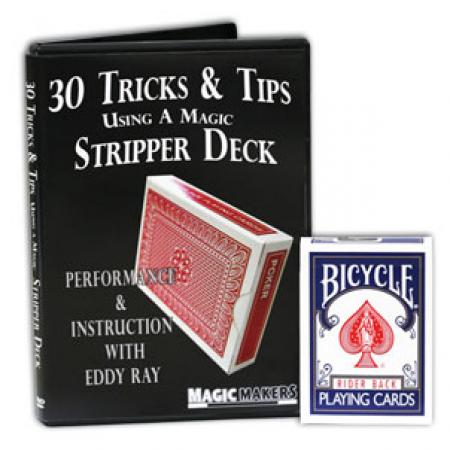 Blue Bicycle Stripper Deck Factory Sealed with 30 Tricks & Tips Using A Magic Stripper Deck Trainging Course