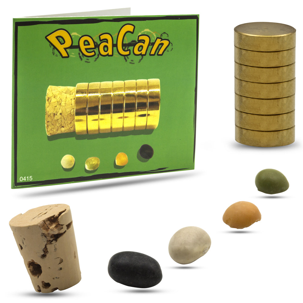 Close-up of the Peacan Trick magic prop, featuring a small metal can with a cork, ready to surprise and amuse with its clever prank.