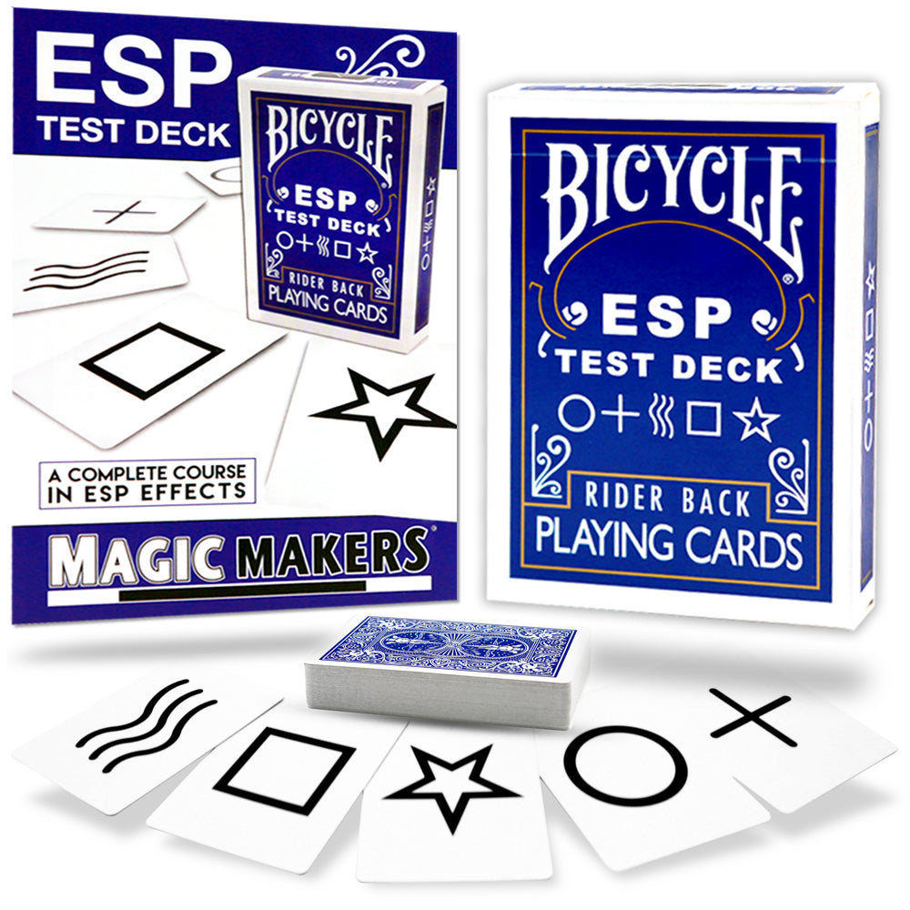 Magic Makers Blue Rider Back Bicycle ESP Test Deck Playing Cards with Complete Online Learning