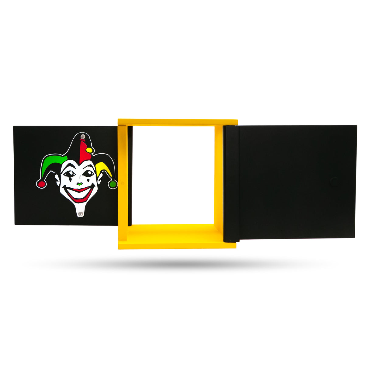 Vibrant Joker Tube set for professional magicians, featuring a crystal-clear tube, colorful balls, and a painted Joker design.