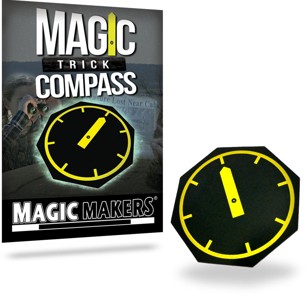 Close-up of the Magic Compass, a mysterious handheld trick with a spinning arrow that moves on its own, creating pure wonder.